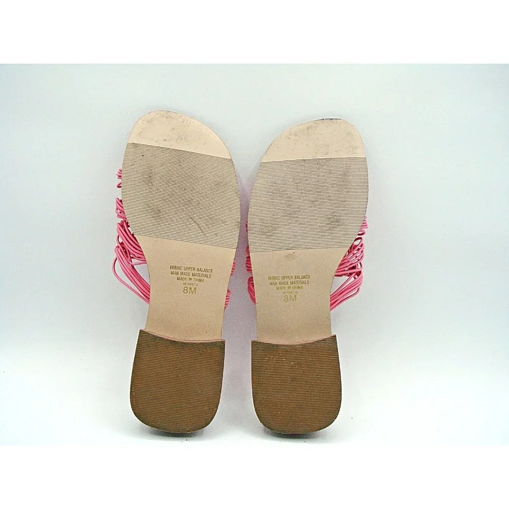 Vintage Classique Pink Square Toe Woven Laced Block Heel Sandals Womens Size 8M